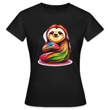 Kuscheliges Faultier - Frauen T-Shirt - Schwarz - Vorne - AI Model Female 172 dark (172cm)