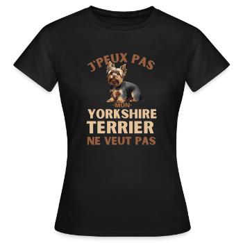 Chien de race yorkshire terrier - T-shirt Femme - noir - Devant - AI Model Female 172 dark (172cm)