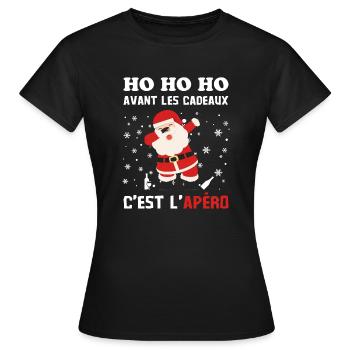 Père Noel avant les cadeaux c est l apéro - T-shirt Femme - noir - Devant - AI Model Female 172 dark (172cm)