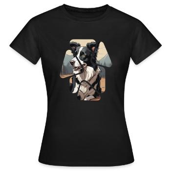 Chien de race border collie - T-shirt Femme - noir - Devant - AI Model Female 172 dark (172cm)
