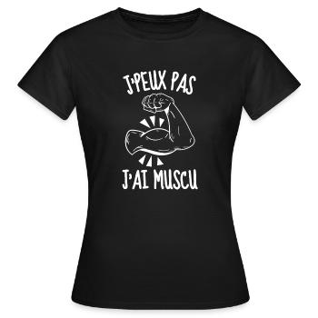 Musculation muscu - T-shirt Femme - noir - Devant - AI Model Female 172 dark (172cm)