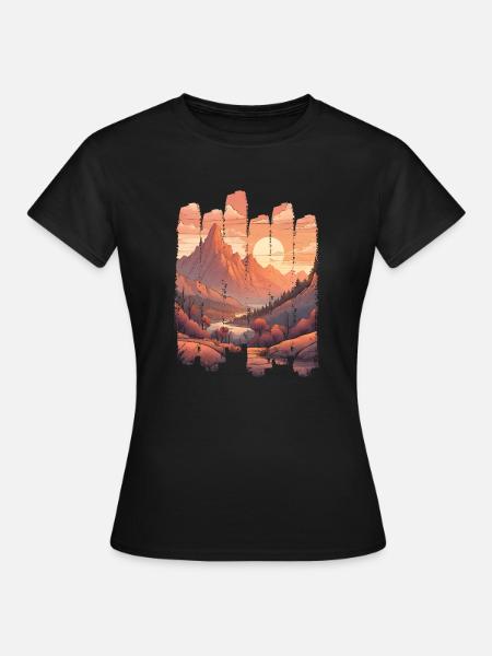 Naturlandschaft Sunset Mountains - Frauen T-Shirt - Schwarz
