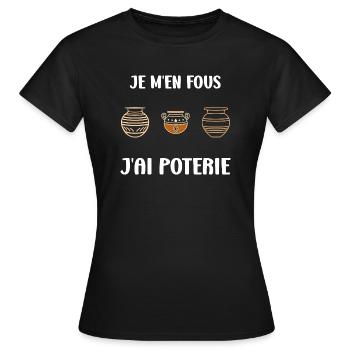 Humour pots de Poterie - T-shirt Femme - noir - Devant - AI Model Female 172 dark (172cm)