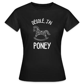 Cheval poney course - T-shirt Femme - noir - Devant - AI Model Female 172 dark (172cm)