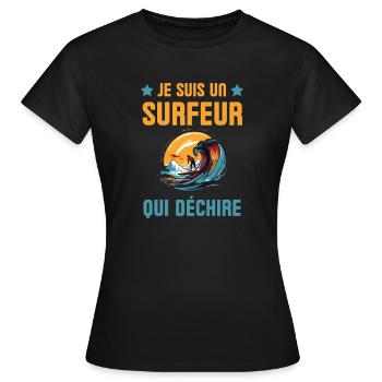 Je suis un surfeur qui déchire 2 - T-shirt Femme - noir - Devant - AI Model Female 172 dark (172cm)
