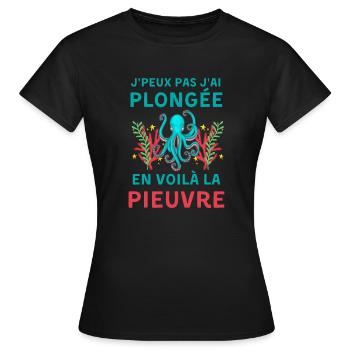 Plongée sous marine pieuvre - T-shirt Femme - noir - Devant - AI Model Female 172 dark (172cm)