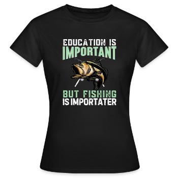 L’éducation est importante, mais la pêche est plus importante - T-shirt Femme - noir - Devant - AI Model Female 172 dark (172cm)