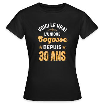 Le vrai l unique bogosse depuis 30 ans - T-shirt Femme - noir - Devant - AI Model Female 172 dark (172cm)
