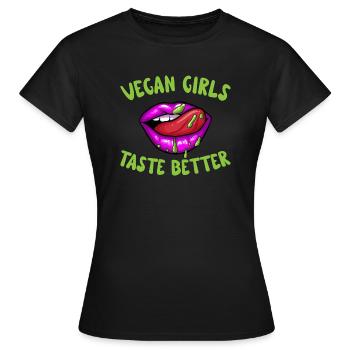 Vegan Girls taste better Graphic - Women's T-Shirt - black - Front - AI Model Female 172 dark (172cm)