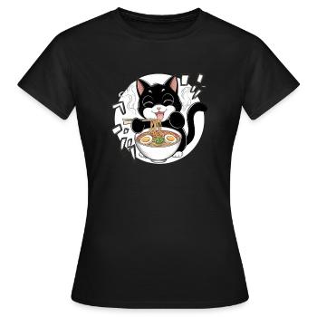 Cat Ramen Noodle Japanese Anime Manga Ramen Kawaii - Frauen T-Shirt - Schwarz - Vorne - AI Model Female 172 dark (172cm)