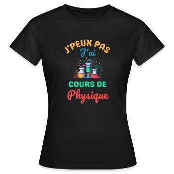 Cours de physique - T-shirt Femme - noir - Devant - AI Model Female 172 dark (172cm)