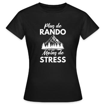 Plus de randonnée moins de stress - T-shirt Femme - noir - Devant - AI Model Female 172 dark (172cm)