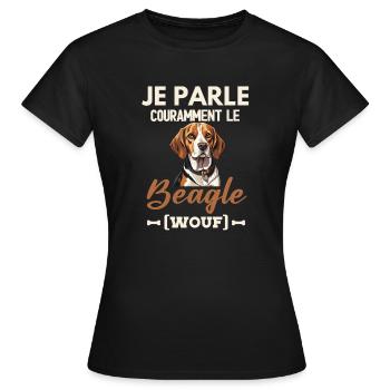 Je parle couramment le beagle wouf - T-shirt Femme - noir - Devant - AI Model Female 172 dark (172cm)