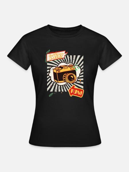 Super Fun mit Fotoapparat - Frauen T-Shirt - Schwarz