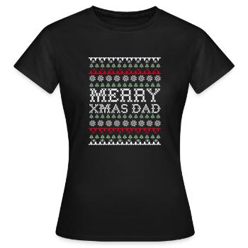 Père Noël laid chandail cadeau de Noël - T-shirt Femme - noir - Devant - AI Model Female 172 dark (172cm)