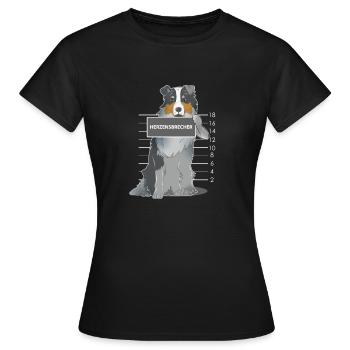 Australian Shepherd heartbreaker dog gift - Women's T-Shirt - black - Front - AI Model Female 172 dark (172cm)