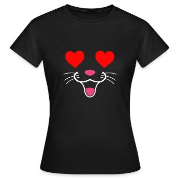 Coeur de chat Yeux cadeau - T-shirt Femme - noir - Devant - AI Model Female 172 dark (172cm)