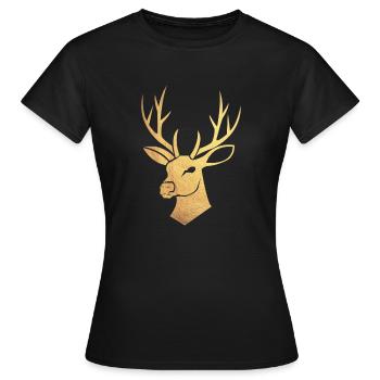 Golden stag - Women's T-Shirt - black - Front - AI Model Female 172 dark (172cm)