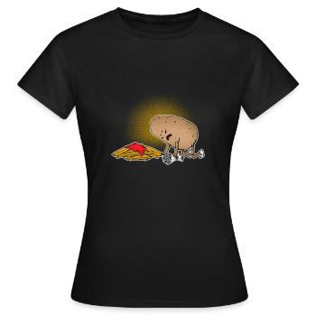 Mourning potato fries - Women's T-Shirt - black - Front - AI Model Female 172 dark (172cm)