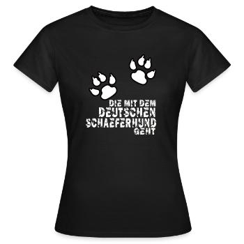 die mit dem deutschen schaeferhund geht shirt - Frauen T-Shirt - Schwarz - Vorne - AI Model Female 172 dark (172cm)