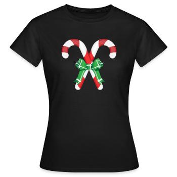 Weihnachts Zuckerstangen - Frauen T-Shirt - Schwarz - Vorne - AI Model Female 172 dark (172cm)