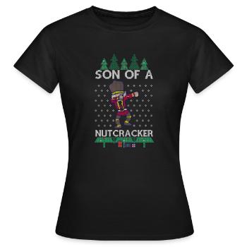 Tamponnant Fils d'un casse-noix Cadeaux de Noël laids chandail - T-shirt Femme - noir - Devant - AI Model Female 172 dark (172cm)