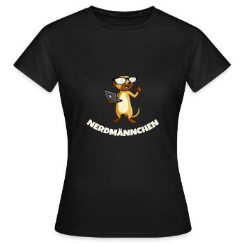 Nerd Erdmännchen mit Brille und Notebook Geschenk - Frauen T-Shirt - Schwarz - Vorne - AI Model Female 172 dark (172cm)