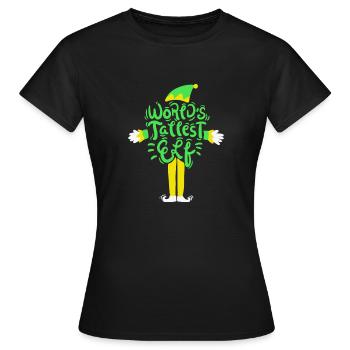 Elf cadeau de Noël le plus haut du monde - T-shirt Femme - noir - Devant - AI Model Female 172 dark (172cm)