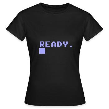C64 Ready - Frauen T-Shirt - Schwarz - Vorne - AI Model Female 172 dark (172cm)