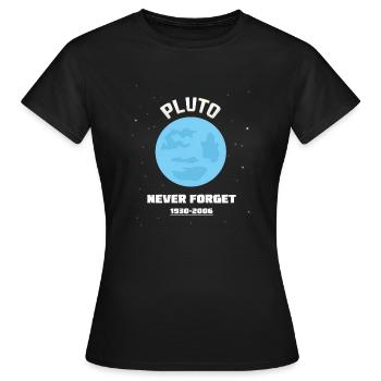 PLUTO NEVER FORGET 1930-2006 - Frauen T-Shirt - Schwarz - Vorne - AI Model Female 172 dark (172cm)
