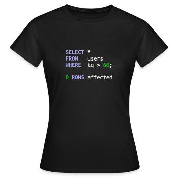 Logiciel développeur SQL Coder Geek Cadeau - T-shirt Femme - noir - Devant - AI Model Female 172 dark (172cm)