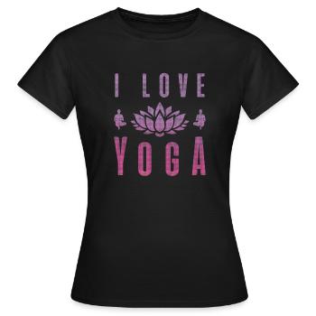 J’aime yoga cadeau Namaste Shanti coeur Joga - T-shirt Femme - noir - Devant - AI Model Female 172 dark (172cm)