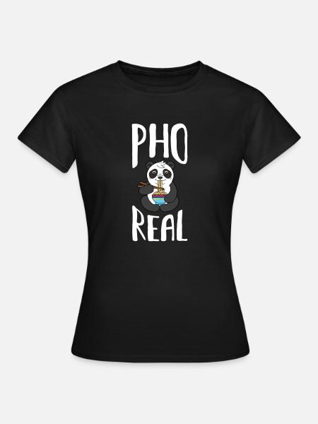 Pho-echte Panda-Suppe-vietnamesisches Nahrungsmittelgeschenk - Frauen T-Shirt - Schwarz