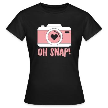 Photographe - Caméra - Présent - Photographier - T-shirt Femme - noir - Devant - AI Model Female 172 dark (172cm)