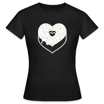 Le coeur de beignet saupoudre de vacances Saint-Valentin - T-shirt Femme - noir - Devant - AI Model Female 172 dark (172cm)
