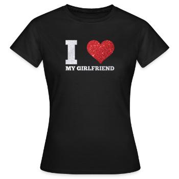 J'aime ma copine scintillante Valentines Février - T-shirt Femme - noir - Devant - AI Model Female 172 dark (172cm)