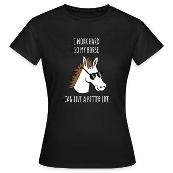 Pferdewirt - Horse - Work - Reiterhof - Stall - Women's T-Shirt - black - Front - AI Model Female 172 dark (172cm)