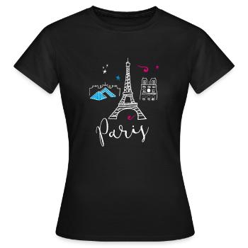 paris scribble fashion girl love pink tourist tren - Frauen T-Shirt - Schwarz - Vorne - AI Model Female 172 dark (172cm)