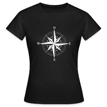 Kompass Geschenk Himmelsrichtungen Retro Hipster - Frauen T-Shirt - Schwarz - Vorne - AI Model Female 172 dark (172cm)