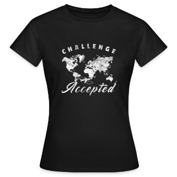 Défi cadeau accepté Planisphère monde Voyage - T-shirt Femme - noir - Devant - AI Model Female 172 dark (172cm)