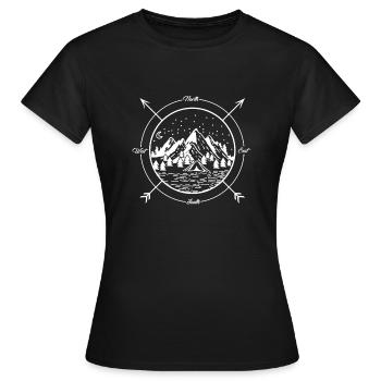 Kompass Geschenk Himmelsrichtungen Berge Wandern - Frauen T-Shirt - Schwarz - Vorne - AI Model Female 172 dark (172cm)