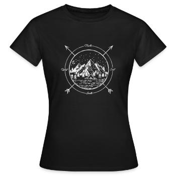 Kompass Geschenk Himmelsrichtungen Berge Wandern - Frauen T-Shirt - Schwarz - Vorne - AI Model Female 172 dark (172cm)