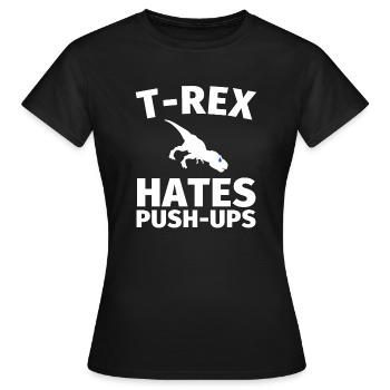 T-Rex Push Up T Shirt Cute Dinosaur Gift - Women's T-Shirt - black - Front - AI Model Female 172 dark (172cm)