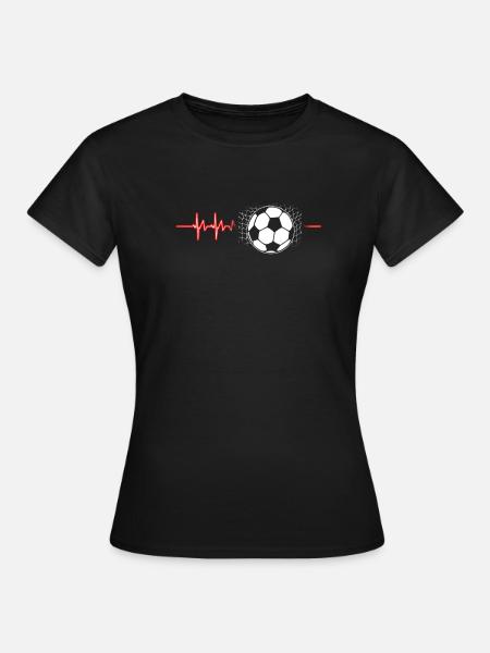 Herzschlag Fußball - Frauen T-Shirt - Schwarz