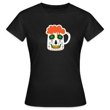 Sugar Skull Beer Mug St. Patrick's Day Irish - Women's T-Shirt - black - Front - AI Model Female 172 dark (172cm)