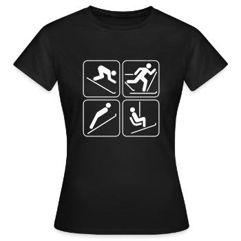 Skiing, skiing resort, ski resort, skiing holiday - Women's T-Shirt - black - Front - AI Model Female 172 dark (172cm)