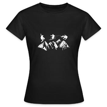 Skifahren, Skigebiet, Skiurlaub, Skilift, Skispri - Frauen T-Shirt - Schwarz - Vorne - AI Model Female 172 dark (172cm)