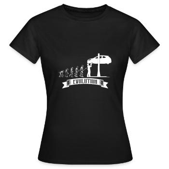 Evolution: KFZ Mechaniker KFZ Mechatroniker - Frauen T-Shirt - Schwarz - Vorne - AI Model Female 172 dark (172cm)