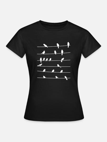 Vogels zwerm vogels vogel gift - Vrouwen T-shirt - zwart