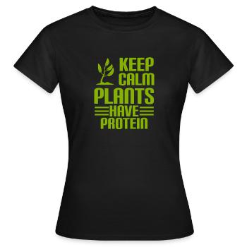 GARDEZ LE CALME - Les plantes ont PROTÉINES - Vegan - T-shirt Femme - noir - Devant - AI Model Female 172 dark (172cm)
